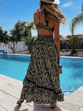 Leopard Print Sleeveless Maxi Dress with Lace Trim Woman Maxi Dress