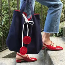 Round Toe Block Heels Loafers Red Woman Loafers
