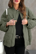 Zip Up Drop Shoulder Long Sleeve Puffer Jacket Sage Woman Outerwear