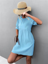 Round Neck Puff Sleeve Mini Dress Casual Dresses