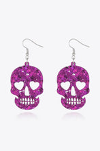 Acrylic Skull Drop Earrings Red-Violet One Size Earrings