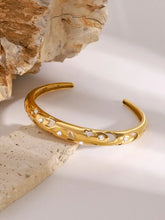 Stainless Steel Inlaid Rhinestone Cutout Bracelet Bracelets