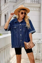 Button Down Half Sleeve Denim Jacket Woman Outerwear