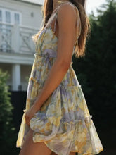 Frill Printed Square Neck Mini Cami Dress Casual Dresses