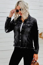 Distressed Raw Hem Denim Jacket Woman Outerwear