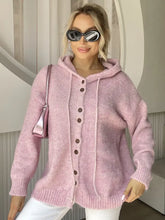 Drawstring Button Down Hooded Cardigan Woman Outerwear