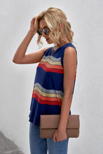 Printed Side Slit Round Neck Tank Tanks & Camis