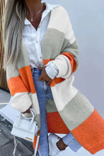 Color Block Open Front Duster Cardigan Woman Outerwear