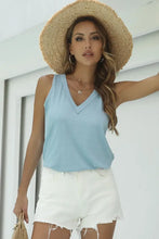 Shiny Basic V-Neck Tank Light Blue Tanks & Camis