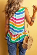 Rainbow Stripes Ruffled Hem Tank Top Tanks & Camis