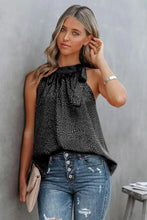 Printed Tied Grecian Neck Tank Black Tanks & Camis
