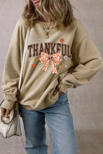 THANKFUL Bow Round Neck Long Sleeve Sweatshirt Woman Sweatshirts