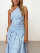 Textured Single Shoulder Dress Casual Dresses