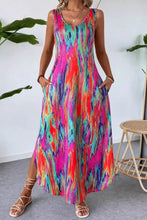 Scoop Neck Sleeveless Dress with Pockets Hot Pink Casual Dresses