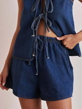 Elastic Waist Denim Shorts Medium Denim Shorts