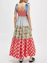 Printed V-Neck Tie Shoulder Cami Dress Casual Dresses