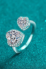 Heart-Shape Moissanite Open Ring Silver Rings