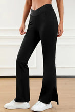 Wide Waistband Slit Bootcut Active Pants Woman Leggings
