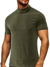 Men's Full Size Mock Neck Short Sleeve T-Shirt Plus Size Army Green Mens Tops
