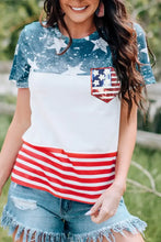US Flag Round Neck Short Sleeve T-Shirt with distressed print