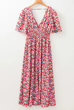 Floral Half Sleeve Deep V Neck Cutout Back Maxi Dress Woman Maxi Dress