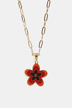 Flower Pendant Stainless Steel Necklace Deep Red One Size Necklaces
