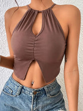 Perfee Crisscross Tie Back Slit Sleeveless Top Tanks & Camis