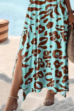 Full Size V-Neck Short Sleeve Printed Slit Tee Dress Plus Size Casual Dresses