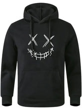 Men's Full Size Drawstring Graphic Long Sleeve Hoodie Plus Size Black Mens Tops