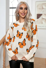 Butterfly Round Neck Long Sleeve Sweater Sweater Pullovers