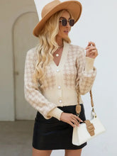 Houndstooth Button Up Long Sleeve Cardigan Woman Outerwear