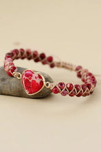 Handmade Heart Shape Natural Stone Bracelet Red One Size Necklaces