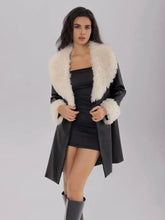 Fuzzy Long Sleeve Longline Coat Black Woman Outerwear