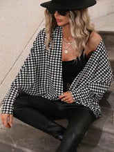 Houndstooth Open Front Batwing Sleeve Cardigan Woman Outerwear