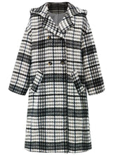 Plaid Double-Breasted Long Sleeve Longline Coat Woman Outerwear