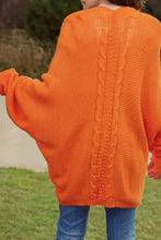 Cable-Knit Open Front Cardigan with Pockets Woman Outerwear