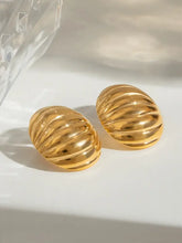 18K Gold-Plated Stainless Steel Ribbed Earrings Gold One Size Earrings