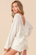 BiBi Waffled Backless Drawstring T-Shirt Off White Woman T Shirts
