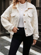 Button Up Long Sleeve Fuzzy Outerwear Woman Outerwear