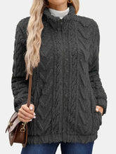 Fuzzy Zip Up Long Sleeve Jacket Woman Outerwear