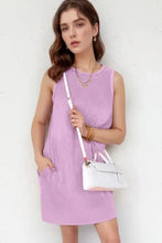 Round Neck Sleeveless Mini Dress with Pockets Woman Casual Dress