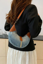 Contrast Denim Shoulder Bag Light Blue One Size Shoulder Bags