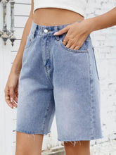 Washed Raw Hem Denim Shorts Denim Shorts