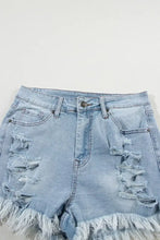 Distressed Raw Hem High Waist Denim Shorts Denim Shorts
