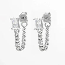 925 Sterling Silver Zircon Chain Earrings Earrings