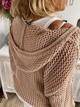 Openwork Hooded Long Sleeve Sweater Sweater Pullovers