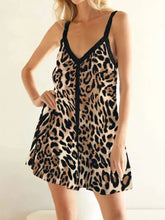 Leopard Print V-neck Cami Swing Dress Woman Casual Dress