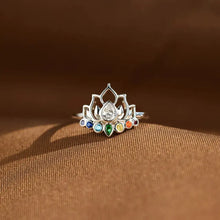 925 Sterling Silver Inlaid Zircon Lotus Shape Ring Rings