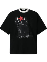 Men's Graphic Round Neck Oversized T-Shirt Black Mens Tops