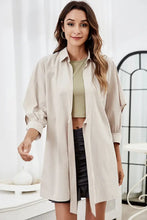 Tie Front Collared Neck Cutout Shacket Woman Outerwear